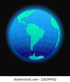 South America Global World in Space - Vector Map Icon of the world Globe