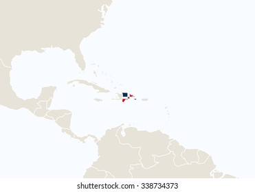 South America with highlighted Dominican Republic map. Vector Illustration.
