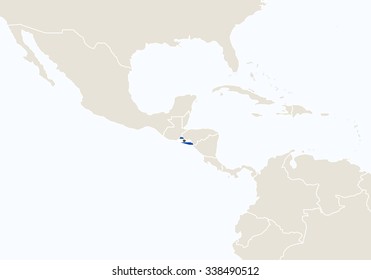 South America with highlighted El Salvador map. Vector Illustration.