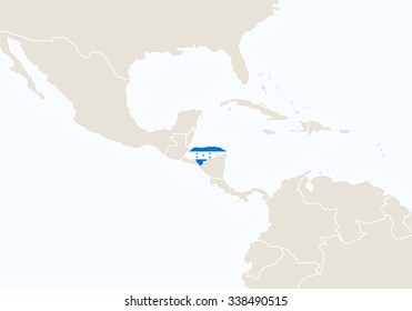 South America with highlighted Honduras map. Vector Illustration.
