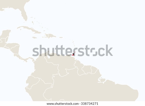 Vektor Stok South America Highlighted Trinidad Tobago Map Tanpa Royalti 338734271 Shutterstock 9599