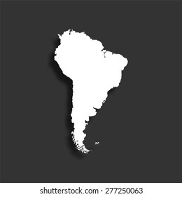 South America icon with shadow - vector illustration