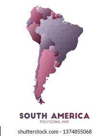 South America Map. Admirable low poly style continent map. Decent vector illustration.