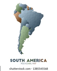 South America Map. Admirable low poly style continent map. Bizarre vector illustration.