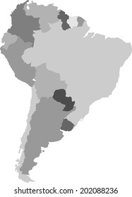 South America map. All elements are separated. Vector 