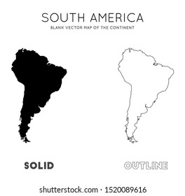 South America map. Blank vector map of the Continent. Borders of South America for your infographic. Vector illustration.