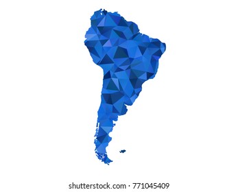 South America map - blue color style gradient graphic background , polygonal design for your . Vector illustration eps 10.