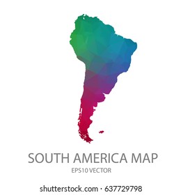 South America map colorful polygon vector 