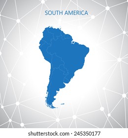 South America map, communication background . Vector illustration .