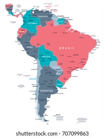 South America Map - Detailed Vector Illustration