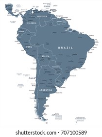 South America Map - Detailed Vector Illustration