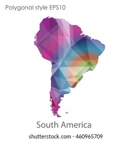 South America map in geometric polygonal style.Abstract gems triangle,modern design background.Vector Illustration EPS10.