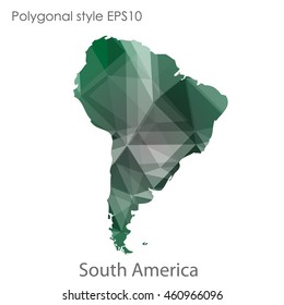 South America map in geometric polygonal style.Abstract gems triangle,modern design background.Vector Illustration EPS10.
