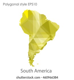 South America map in geometric polygonal style.Abstract gems triangle,modern design background.Vector Illustration EPS10.