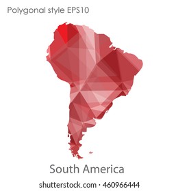 South America map in geometric polygonal style.Abstract gems triangle,modern design background.Vector Illustration EPS10.