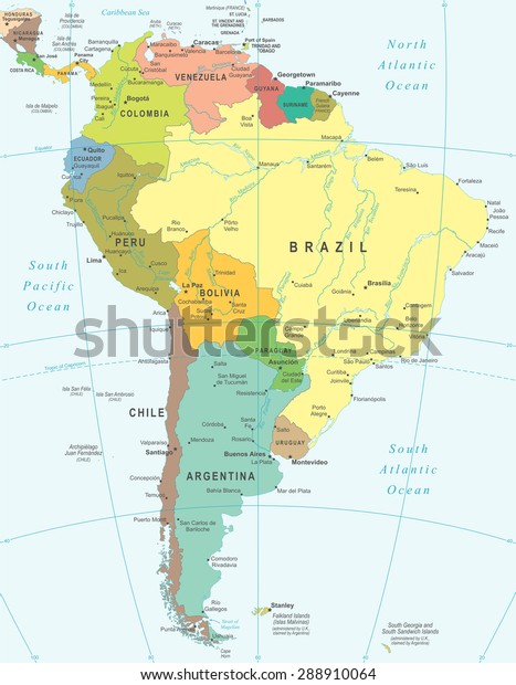 South America Map Highly Detailed Vector Stock Vector (Royalty Free ...