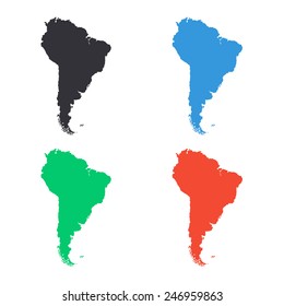 South America map icon - colored vector illustration