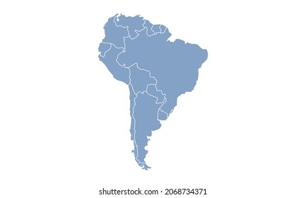 South America map isolated on white background. South America map with states. Vector illustration