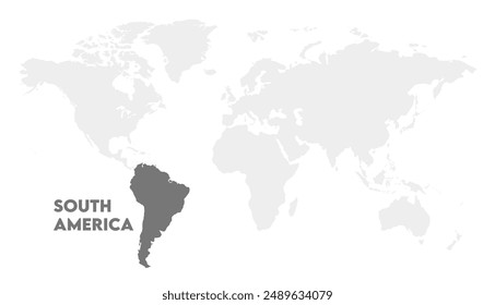 South America map, Large wall world map silhouette, Map of Asia, Africa, south America, North America, Europe, Australia, satellite, gov, tourism. fully editable, transparent, global.