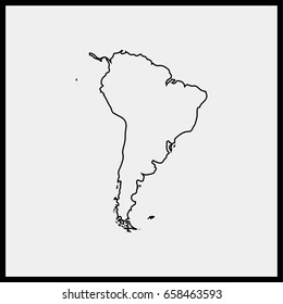 South America map line icon.