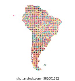 South America map made from dots
