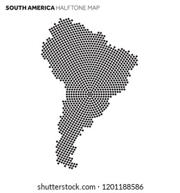 South America map made from radial halftone pattern