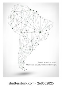 South America map. Molecule structure stylized design 2