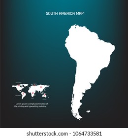 South America map on blue gradient background. Creative concept for education, layout, workflow, web design, education, information or presentation and other. Vector eps10.