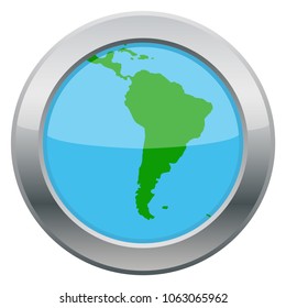 A South America map silver icon isolated on a white background