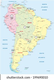 south america map with time zones