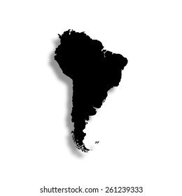 South America map vector icon with shadow