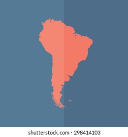 South America map vector icon. Flat design