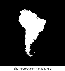 South America map vector icon isolated on black