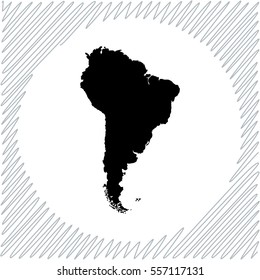 South America map vector icon - black  illustration