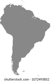South America map vector outline illustration gray background. Highly detailed accurate map of South America prepared by a map expert.