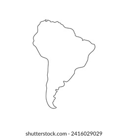 South America map vector outline, Easy and smooth style. 