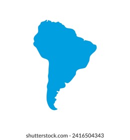 South America map vector pale blue isolated on white background. Flat Earth, Icon