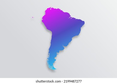 South America Map - World map International vector template with 3D, paper style including shadow and Gradient blue, purple color on grey background for design, infographic- Vector illustration eps 10