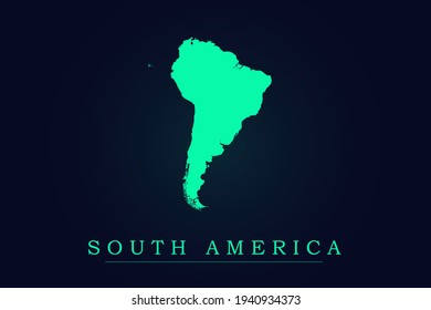 South America Map - World map vector template with green color gradient isolated on dark background - Vector illustration eps 10