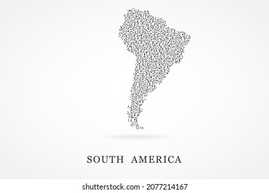 South America Map - World map vector template with Black grid on white background  for education, infographic, design, website, banner - Vector illustration eps 10