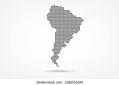 Mapa de Sudamérica - Mapa mundial del vector plantilla con píxel negro, rejilla, grunge, estilo de medio tono aislado en fondo blanco para educación, infografía, diseño, banner - Ilustración vectorial eps 10