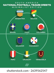South America National Football Teams Crests - Minimalist Edition