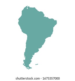 South America outline world map, vector illustration isolated on white. Map of South America continent. 