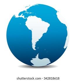 South America and South Pole Global World