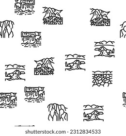 Südamerika Scape und Tradition Vektorgrafik nahtlose Muster Thin Line Illustration