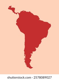 South America simple flat red map