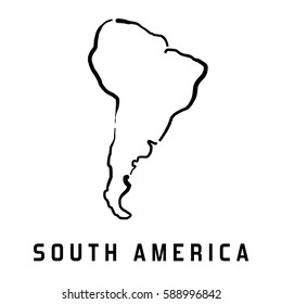 South America simple map outline - smooth simplified continent shape map vector.