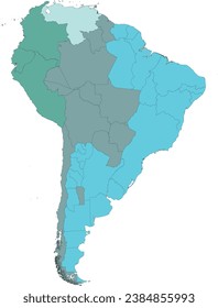 Zona horaria de Sudamérica en la proyección de Albers