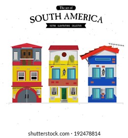 South America townhouse. home set - vector illustration 