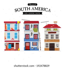 South America townhouse. home set - vector illustration 